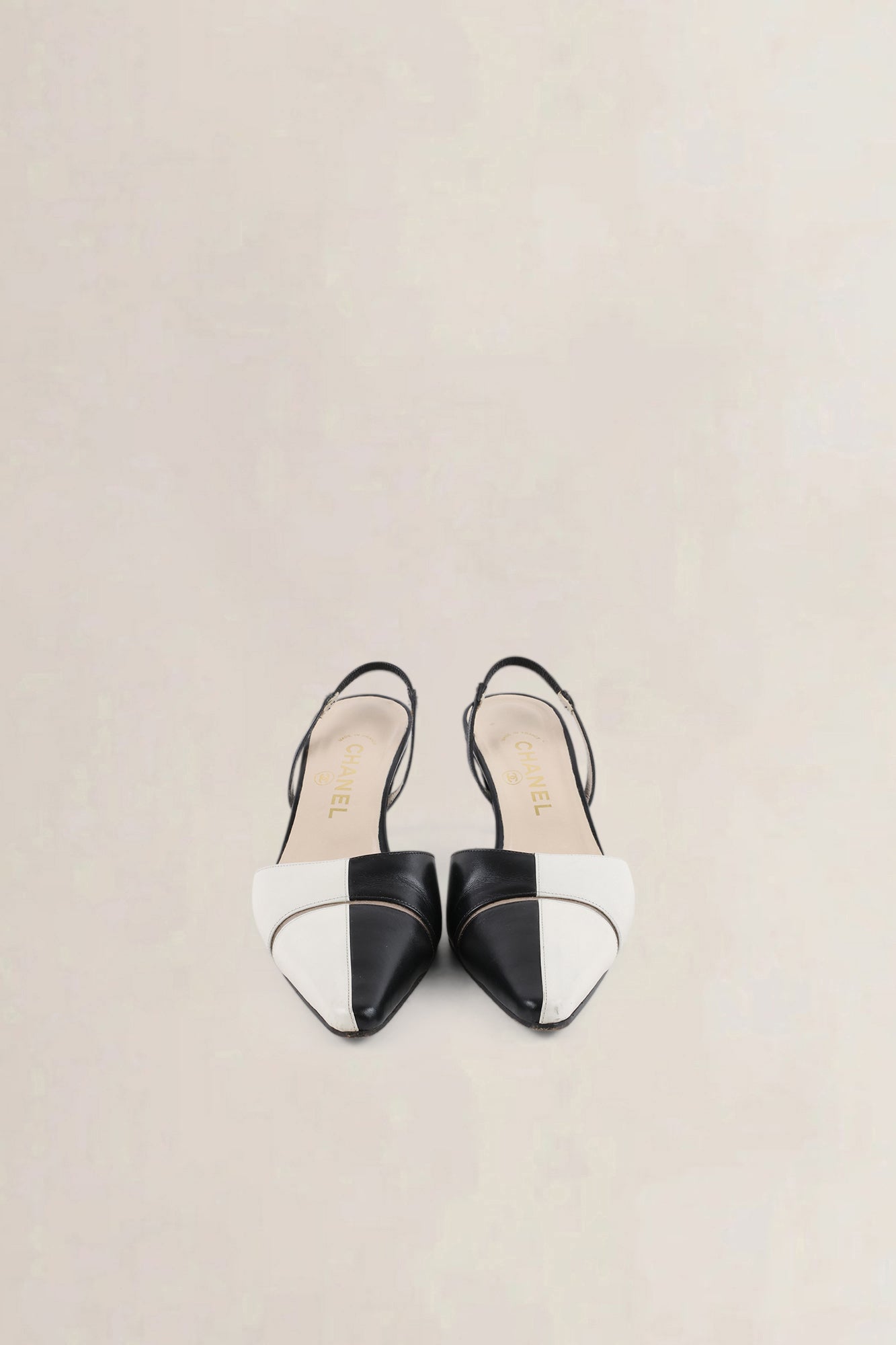 Chanel Two-Tone Slingback Kitten Heels