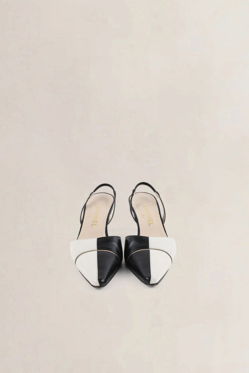 Chanel Two-Tone Slingback Kitten Heels
