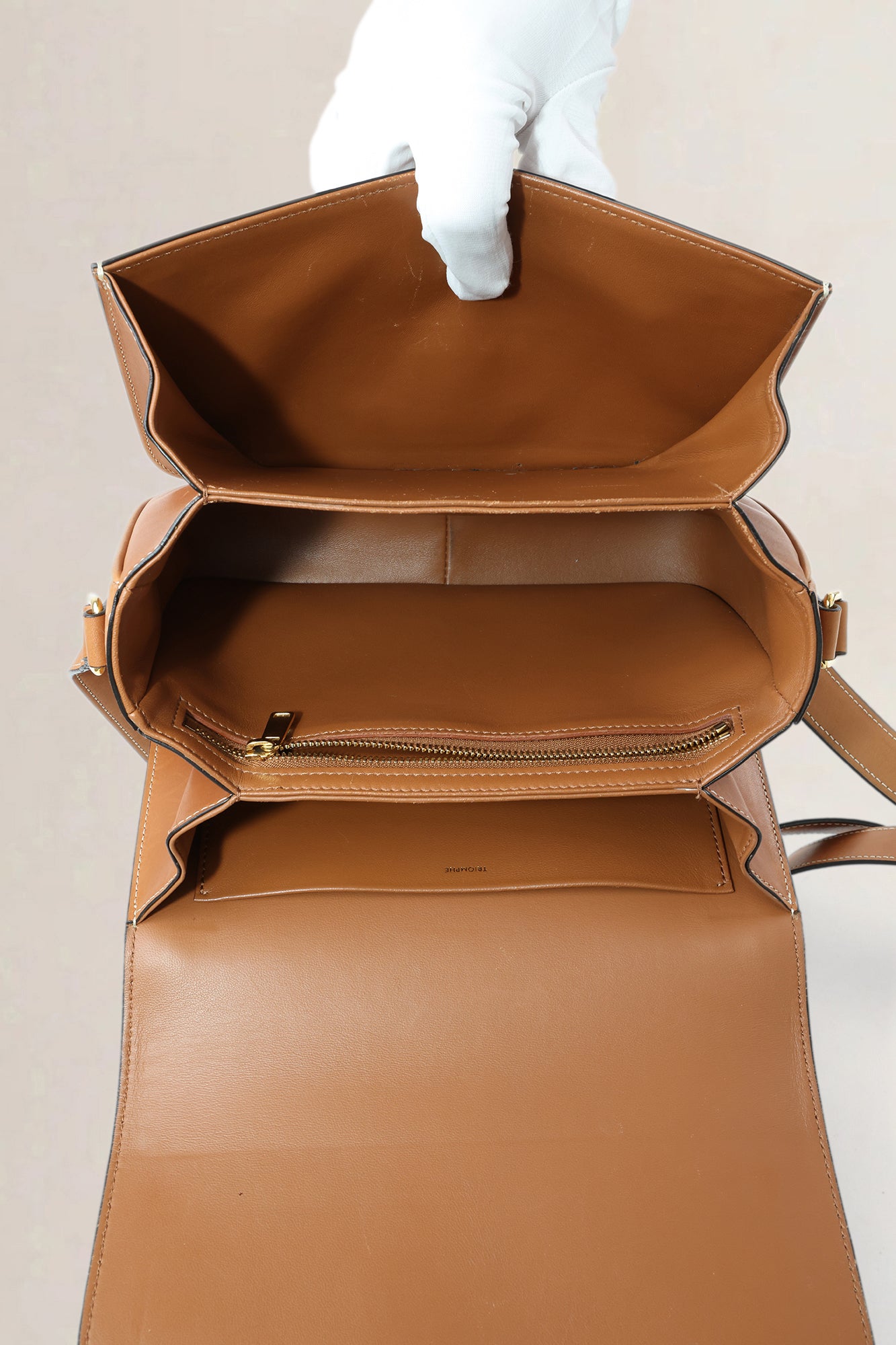 Céline Brown/Navy Leather/Canvas Medium Triomphe Crossbody Bag
