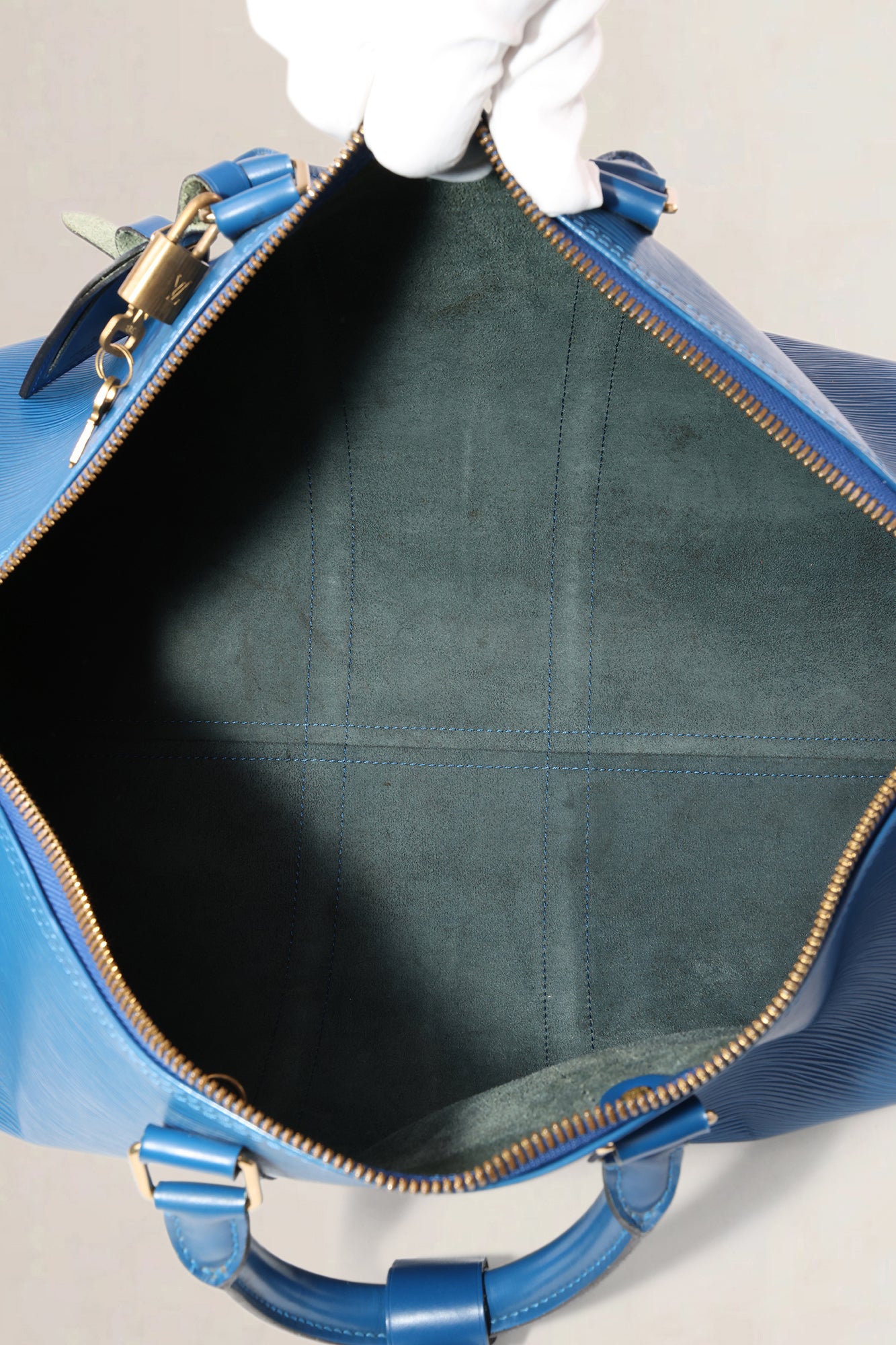 Louis Vuitton Blue Epi Leather Keepall 45 Travel Bag