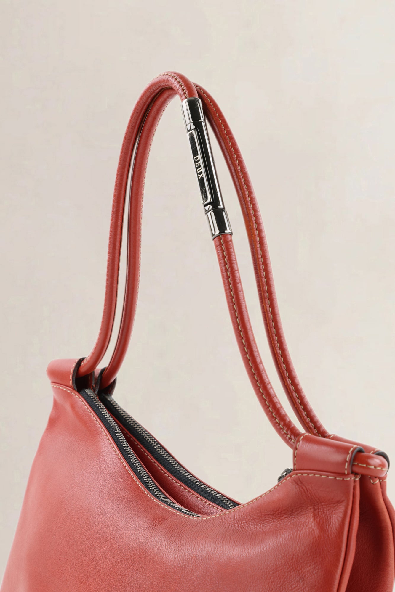 Deux De Delvaux Red Shoulder Bag