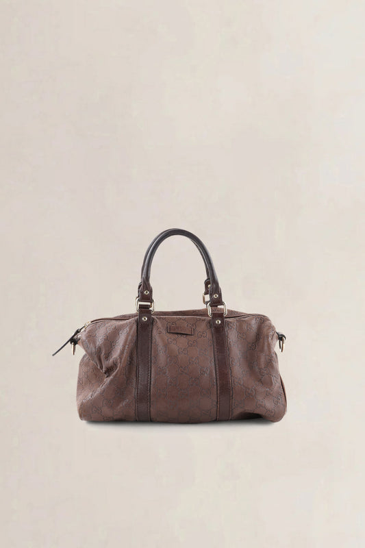 Gucci Brown GG Embossed Leather Boston — preloved