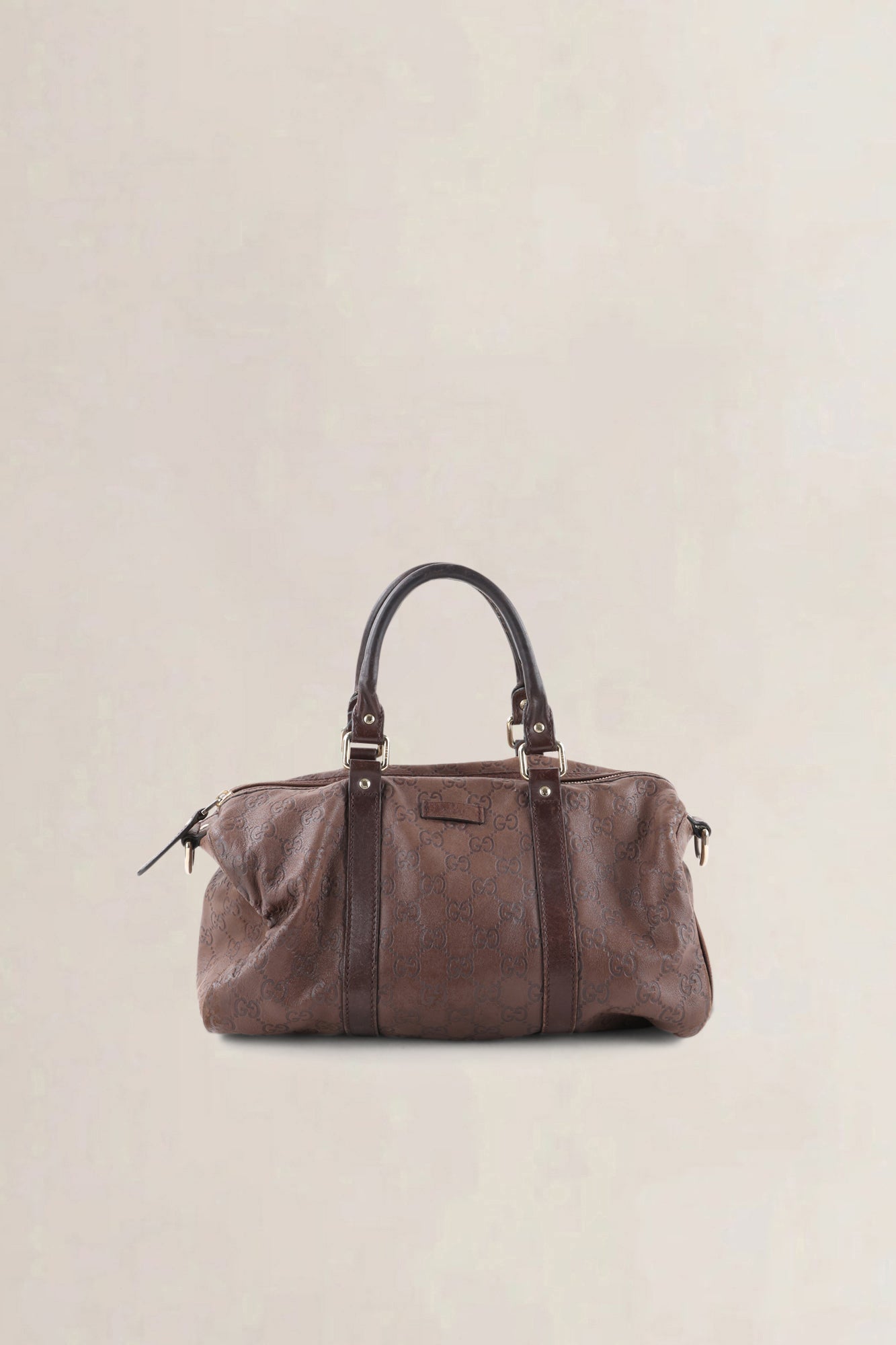 Gucci Brown GG Embossed Leather Boston Leather Crossbody Bag