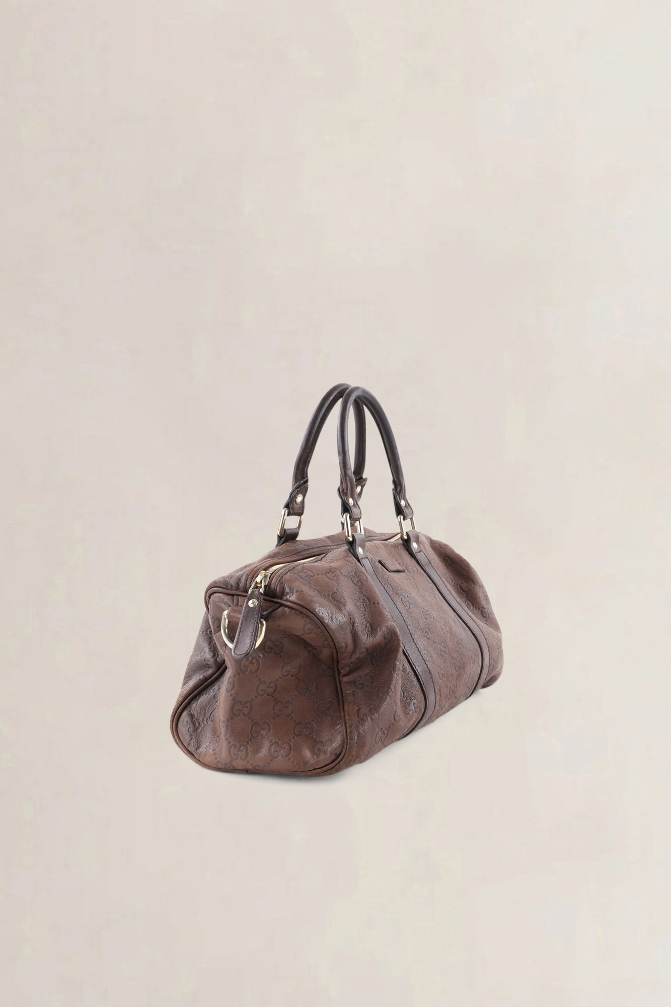 Gucci Brown GG Embossed Leather Boston Leather Crossbody Bag