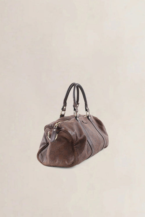 Gucci Brown GG Embossed Leather Boston Leather Crossbody Bag
