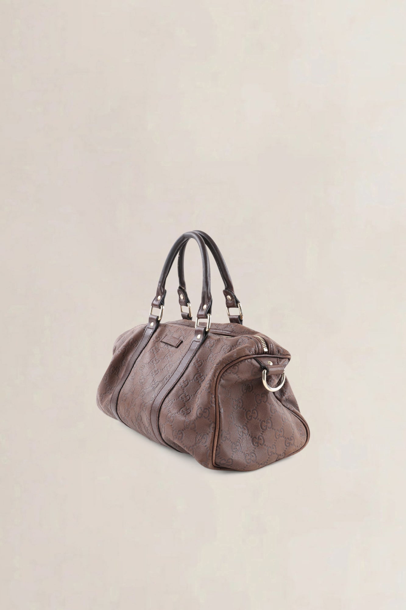 Gucci Brown GG Embossed Leather Boston Leather Crossbody Bag