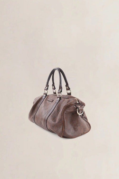 Gucci Brown GG Embossed Leather Boston Leather Crossbody Bag