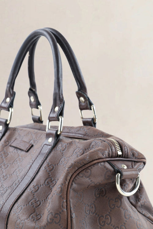 Gucci Brown GG Embossed Leather Boston Leather Crossbody Bag