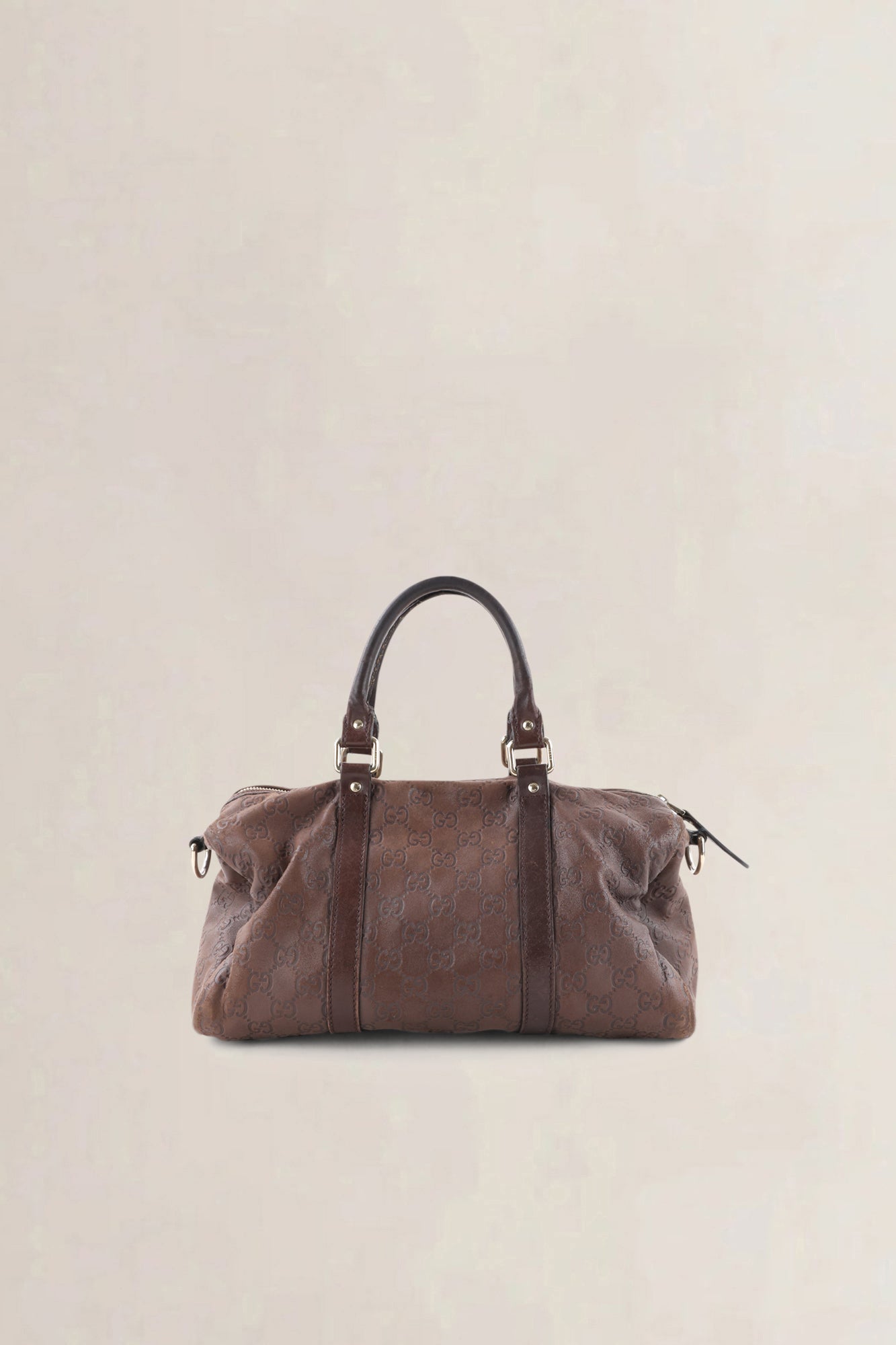 Gucci Brown GG Embossed Leather Boston Leather Crossbody Bag