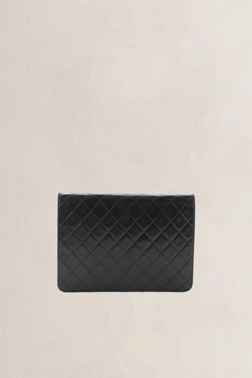 Chanel Vintage Black Lambskin Single Flap Shoulder Bag