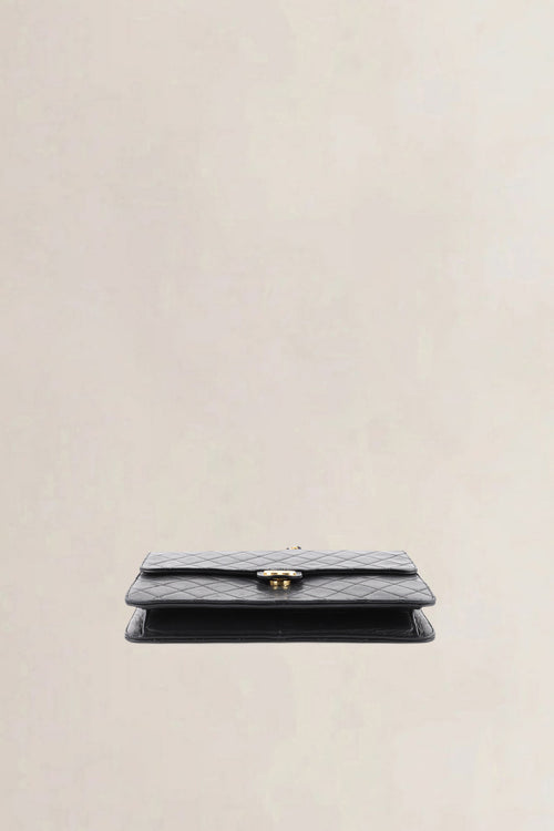 Chanel Vintage Black Lambskin Single Flap Shoulder Bag