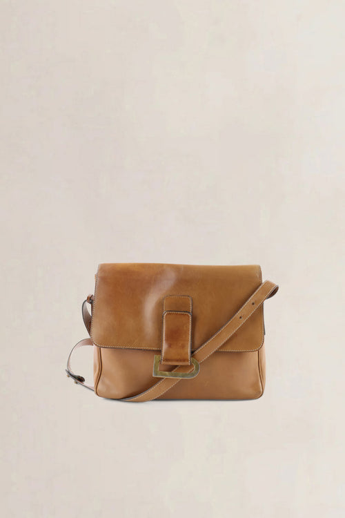 Delvaux Brown Leather Poirier Crossbody Bag