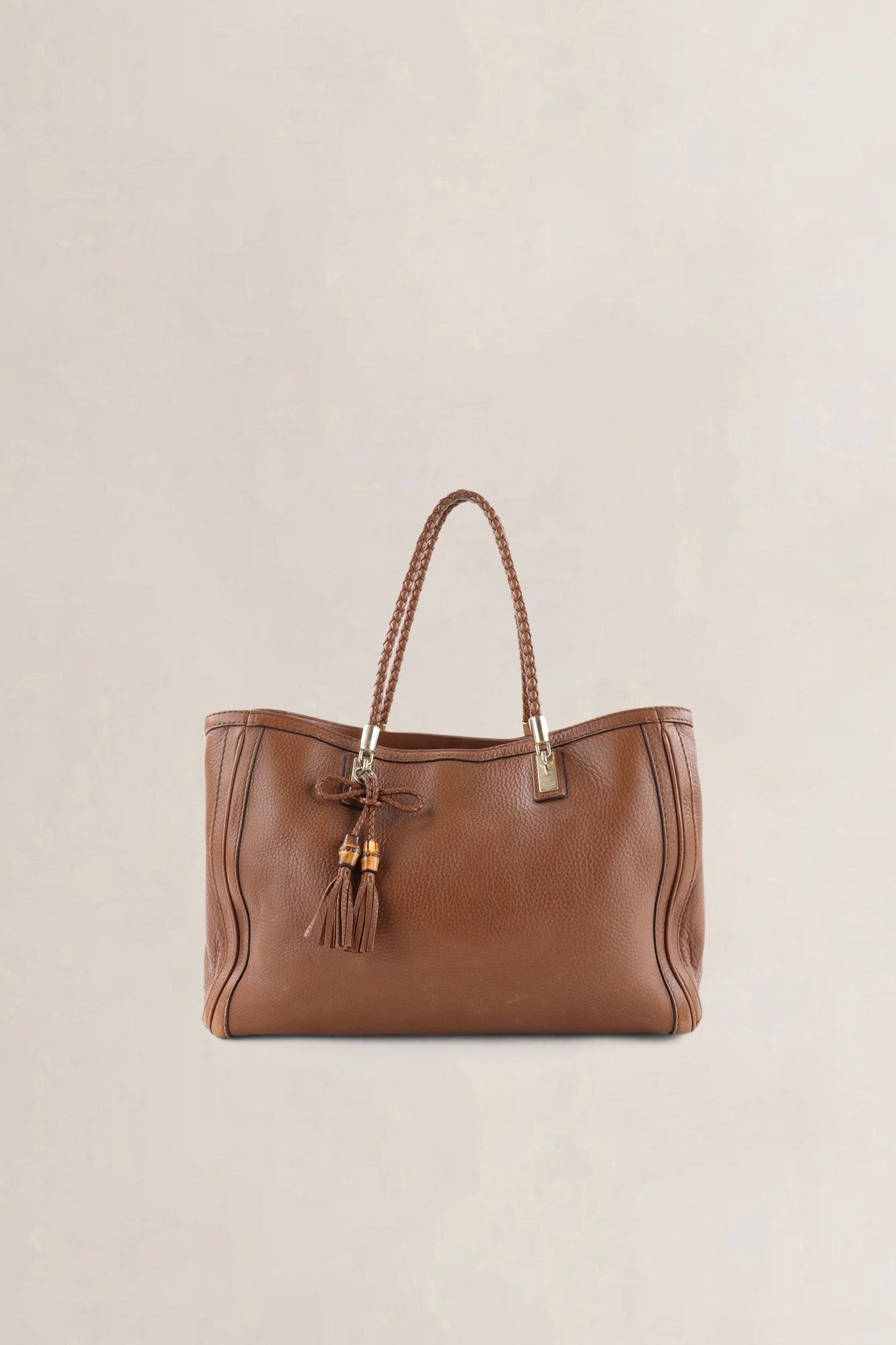 Gucci Brown Pebbled Leather Bella Top Handle Bag
