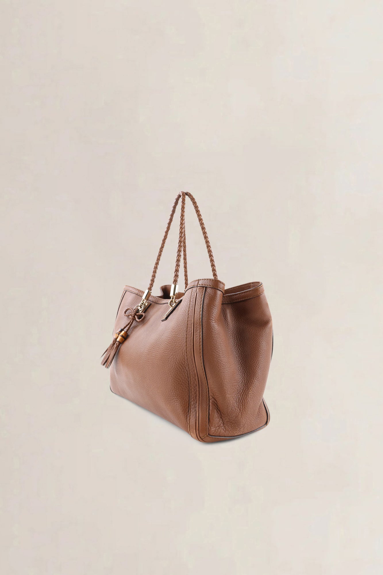 Gucci Brown Pebbled Leather Bella Top Handle Bag