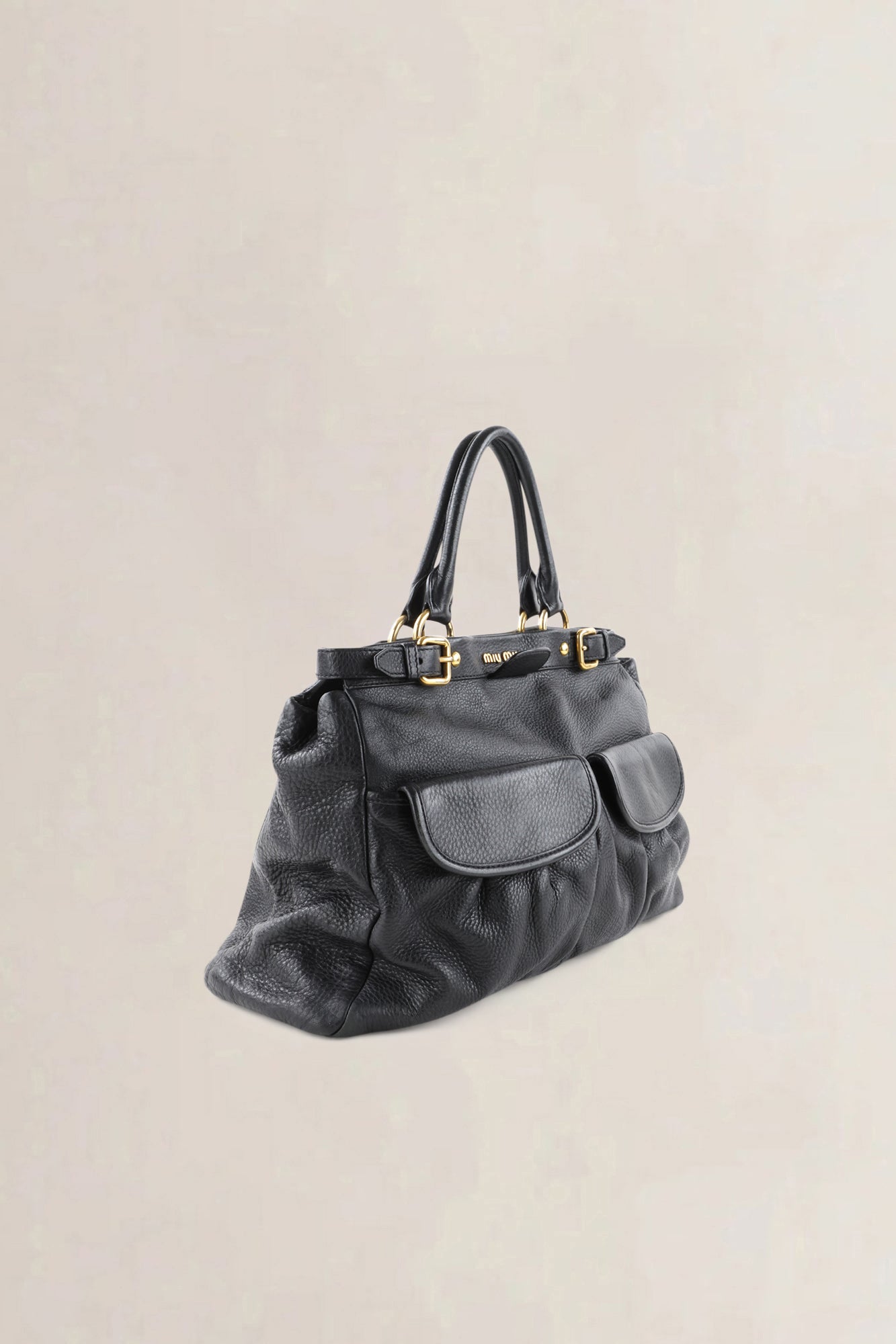 Miu Miu Black Pebbled Leather Crossbody Bag