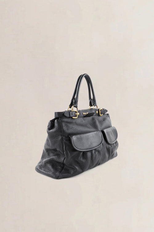 Miu Miu Black Pebbled Leather Crossbody Bag