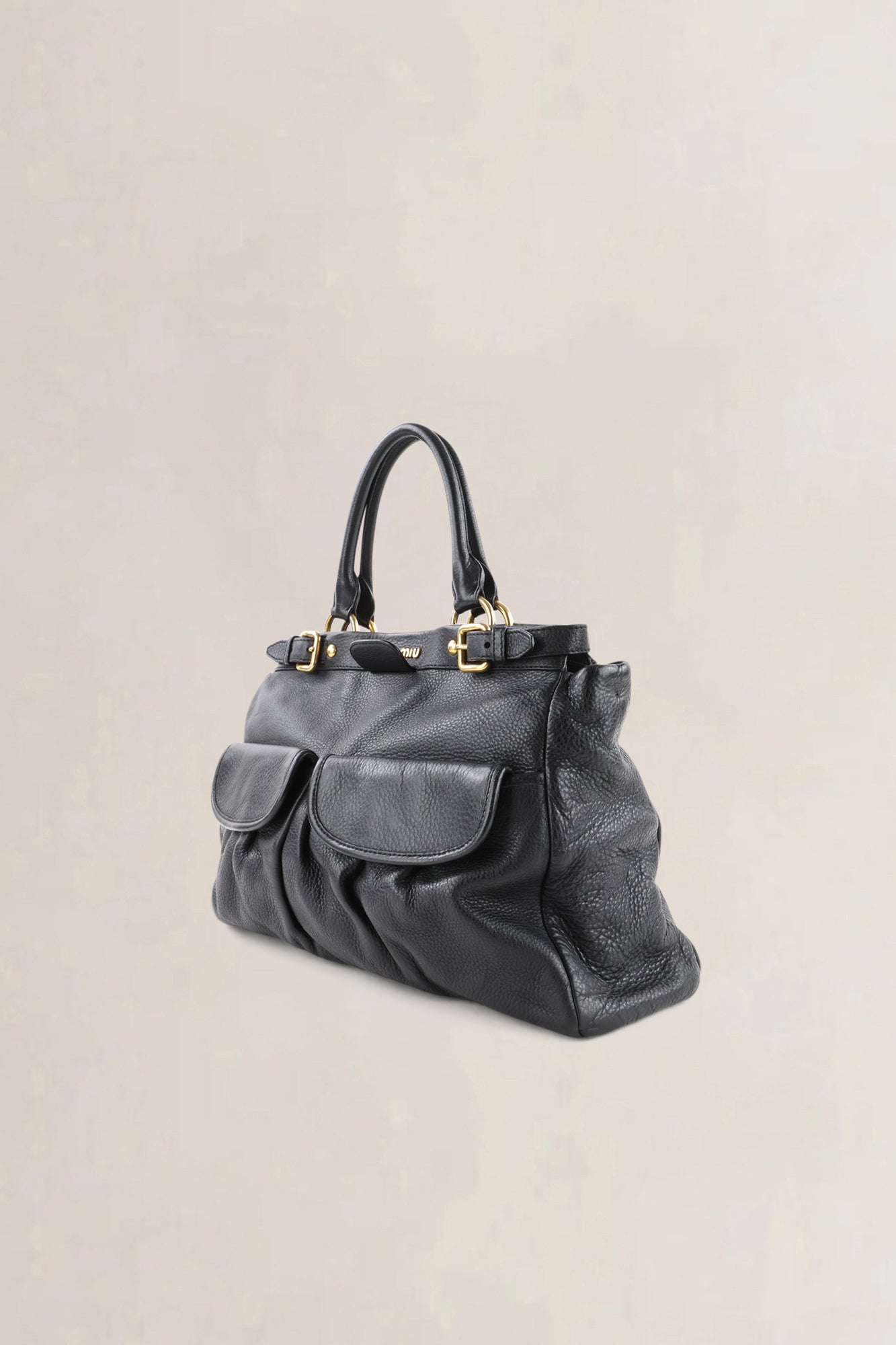 Miu Miu Black Pebbled Leather Crossbody Bag