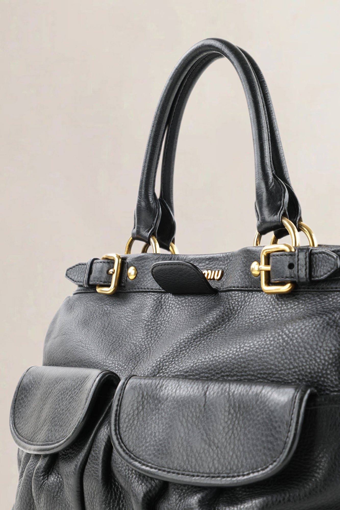 Miu Miu Black Pebbled Leather Crossbody Bag