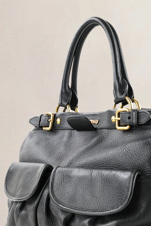 Miu Miu Black Pebbled Leather Crossbody Bag