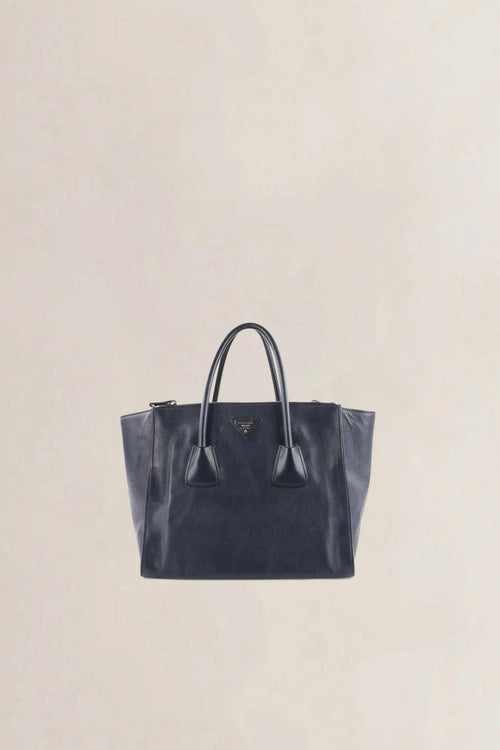 Prada Dark Blue Glace Calf Leather Crossbody Bag