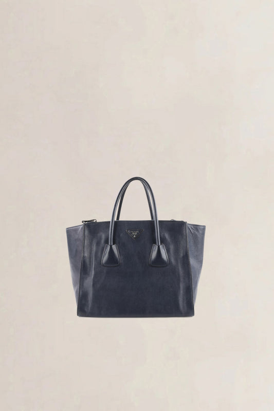 Prada Dark Blue Glace Calf Leather Crossbody Bag