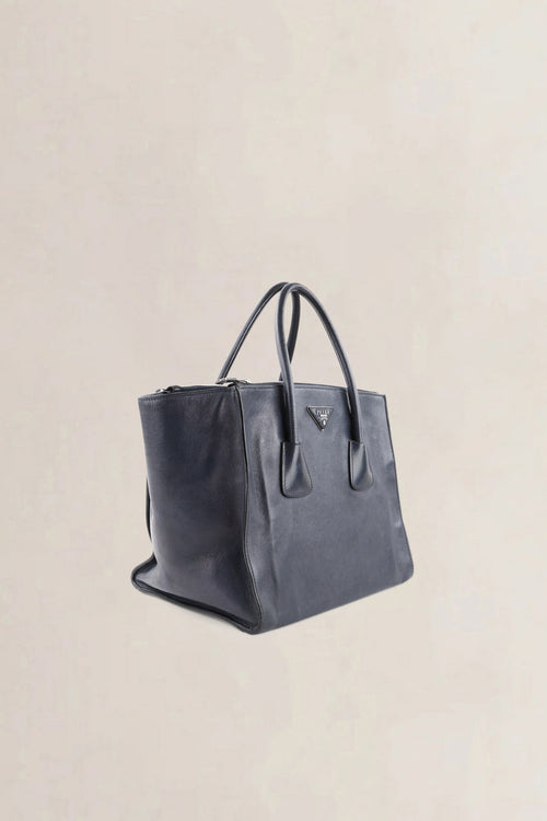 Prada Dark Blue Glace Calf Leather Crossbody Bag