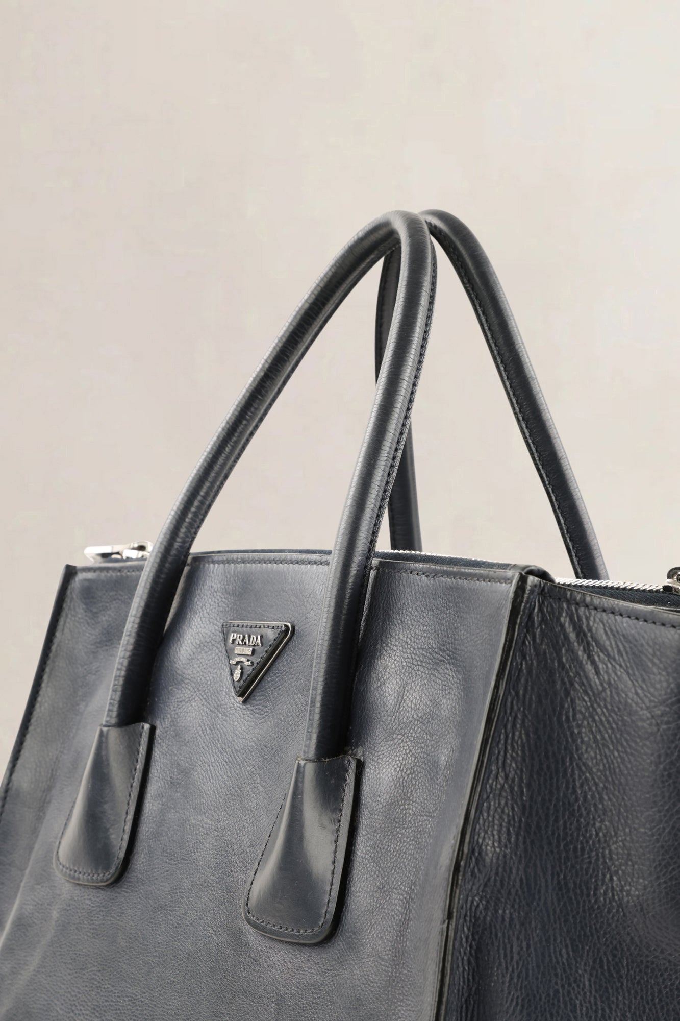 Prada Dark Blue Glace Calf Leather Crossbody Bag