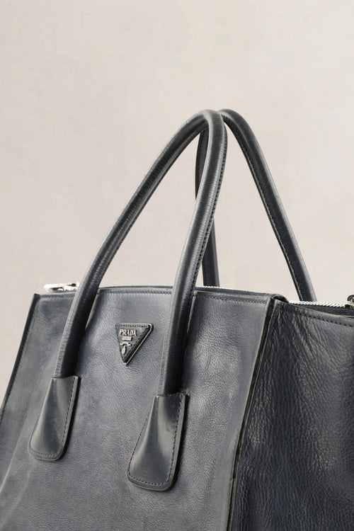 Prada Dark Blue Glace Calf Leather Crossbody Bag