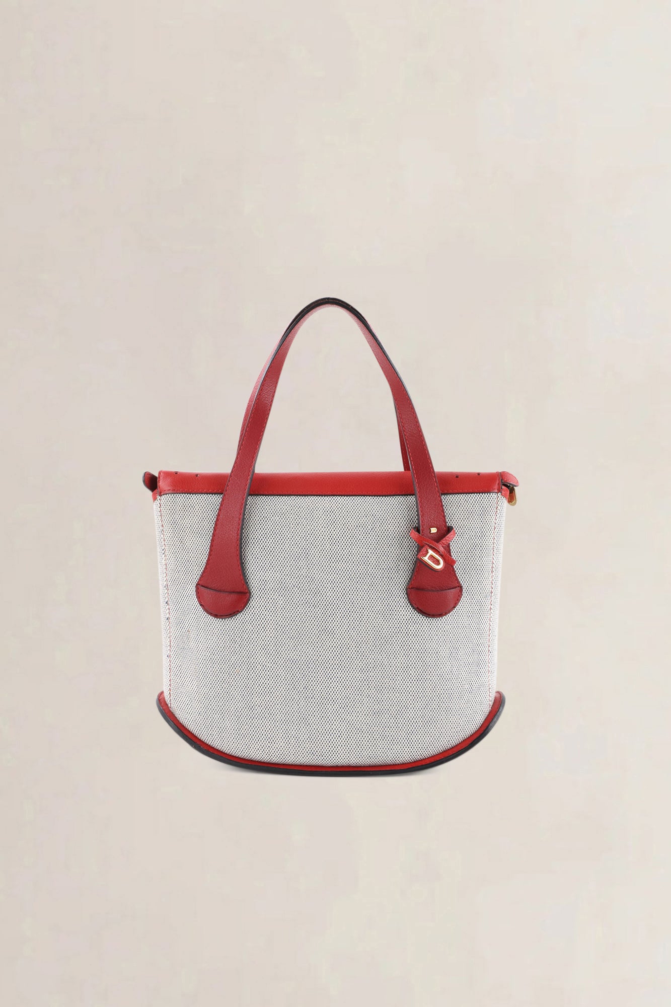 Delvaux Red/Canvas Songe Top Handle Bag