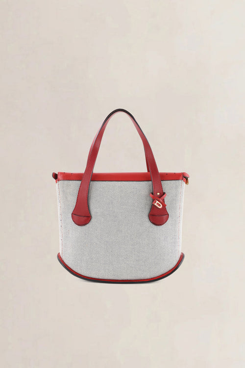 Delvaux Red/Canvas Songe Top Handle Bag