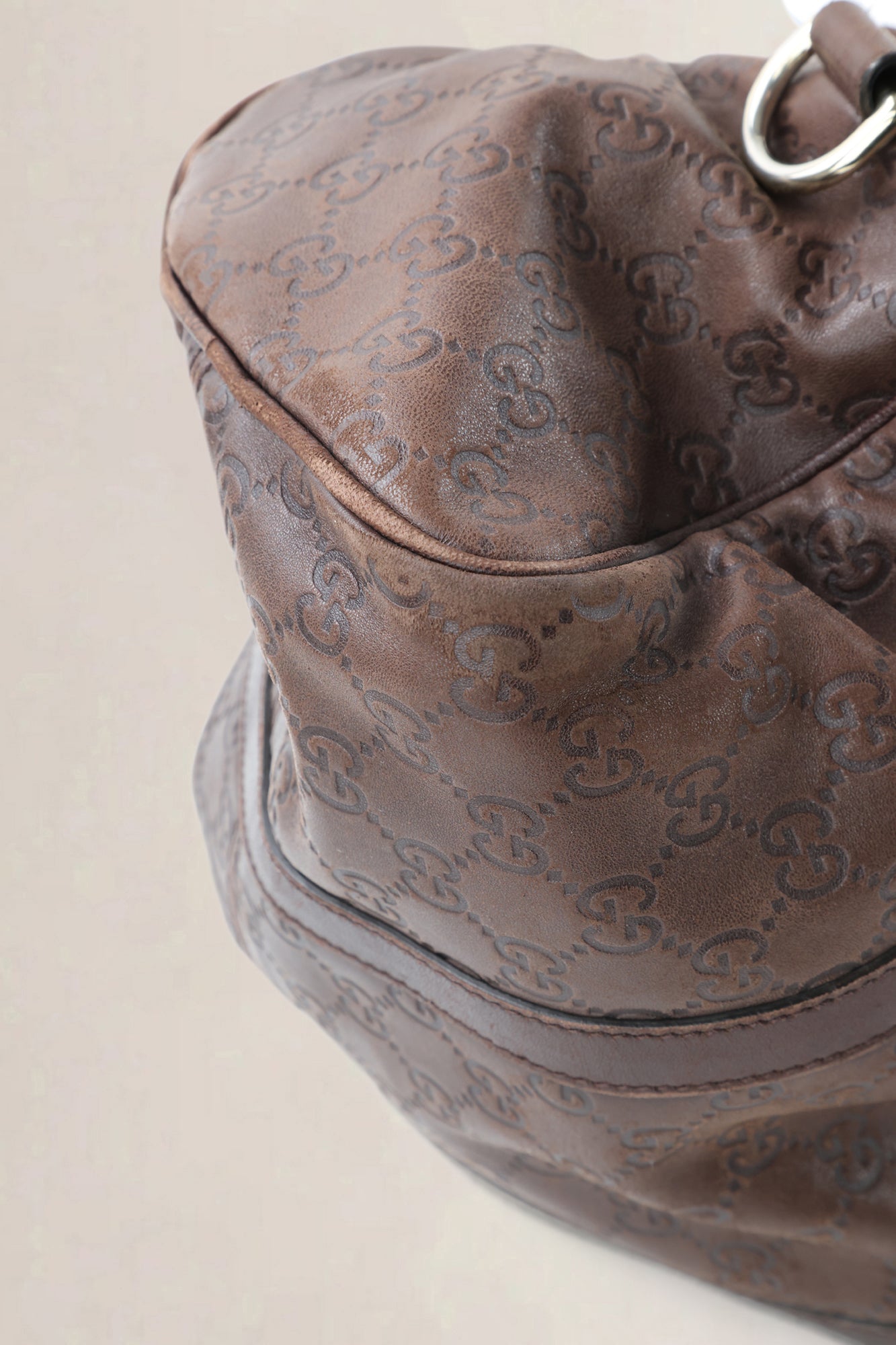 Gucci Brown GG Embossed Leather Boston Leather Crossbody Bag