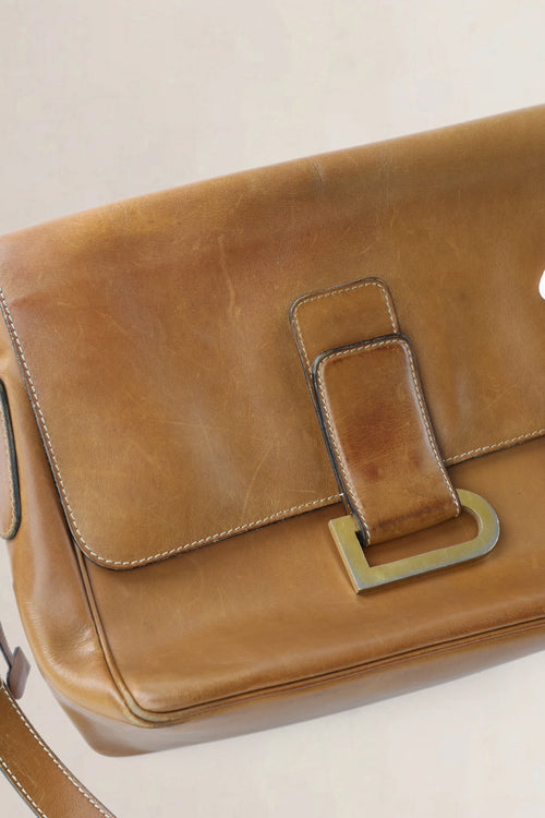 Delvaux Brown Leather Poirier Crossbody Bag