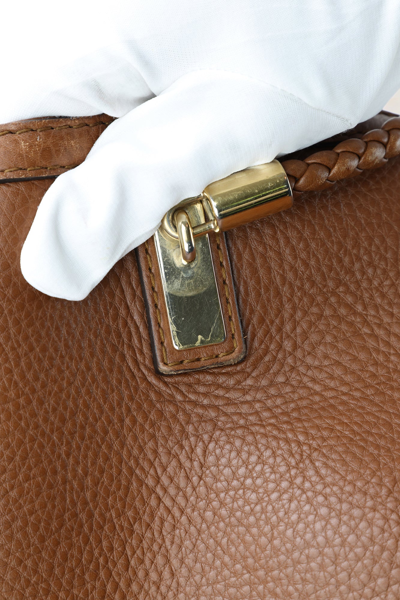 Gucci Brown Pebbled Leather Bella Top Handle Bag