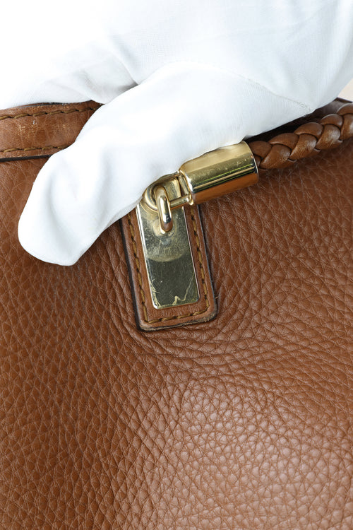 Gucci Brown Pebbled Leather Bella Top Handle Bag