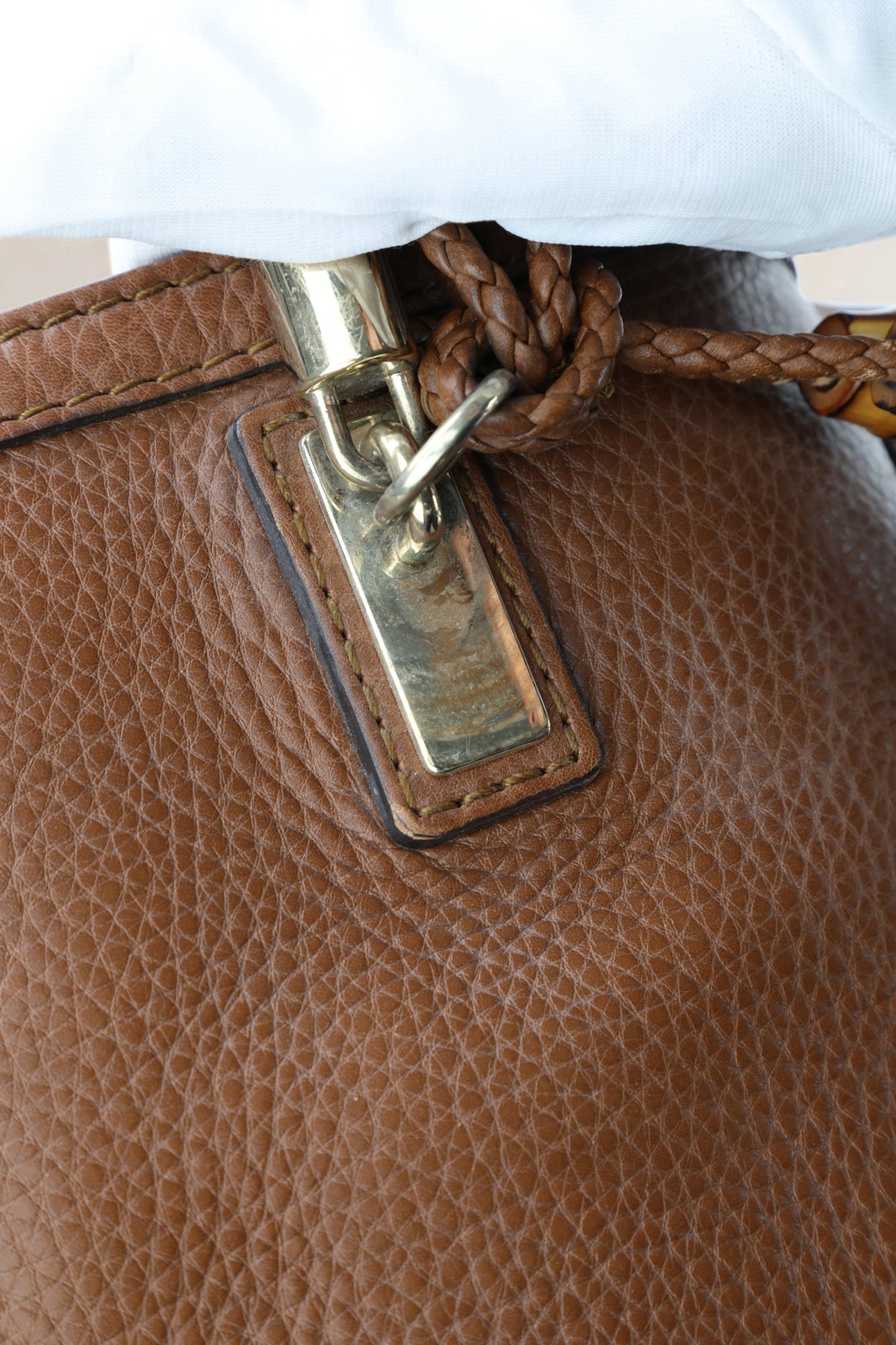 Gucci Brown Pebbled Leather Bella Top Handle Bag