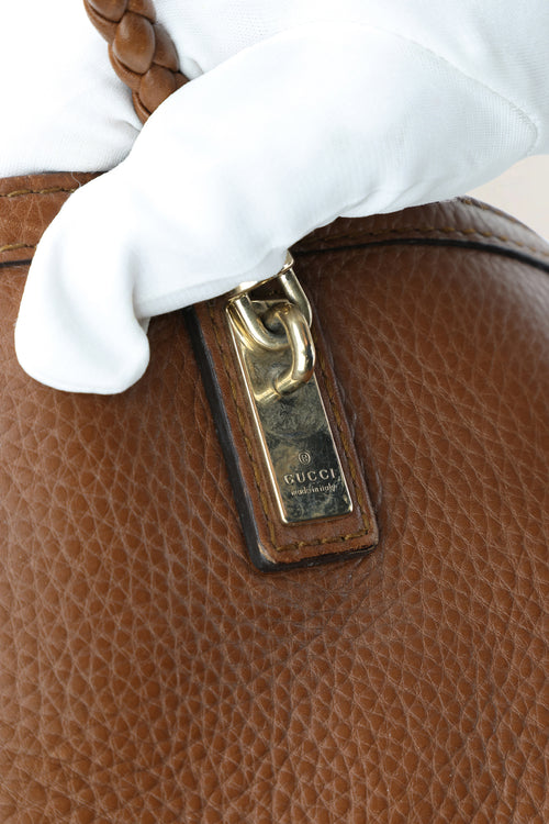 Gucci Brown Pebbled Leather Bella Top Handle Bag