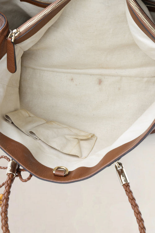 Gucci Brown Pebbled Leather Bella Top Handle Bag