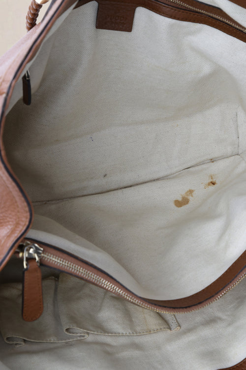 Gucci Brown Pebbled Leather Bella Top Handle Bag
