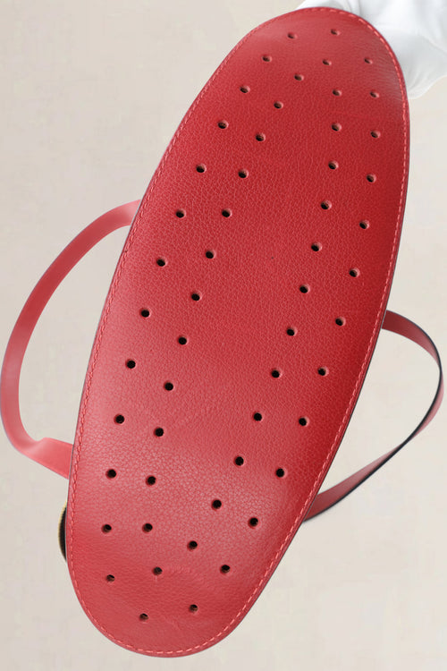 Delvaux Red/Canvas Songe Top Handle Bag