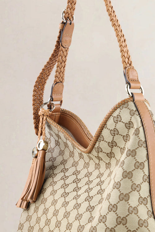 Gucci Brown GG Canvas Marrakech Hobo Shoulder Bag