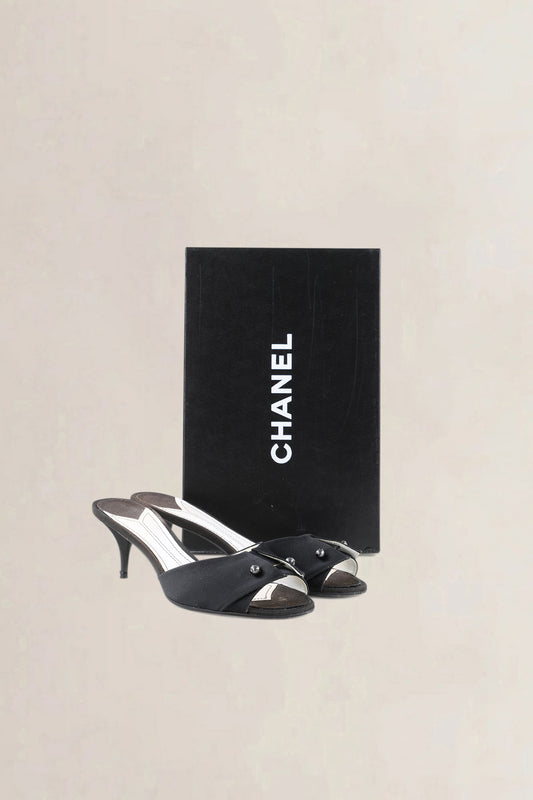Chanel Black Heeled Mules
