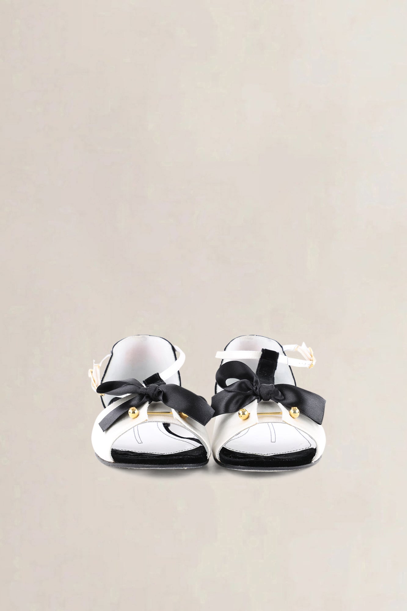 Chanel Black/White Satin Bow Shoes