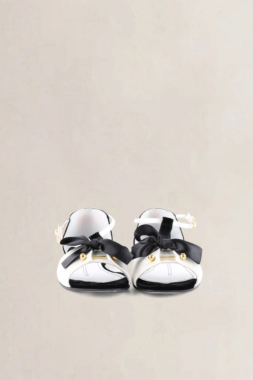 Chanel Black/White Satin Bow Shoes