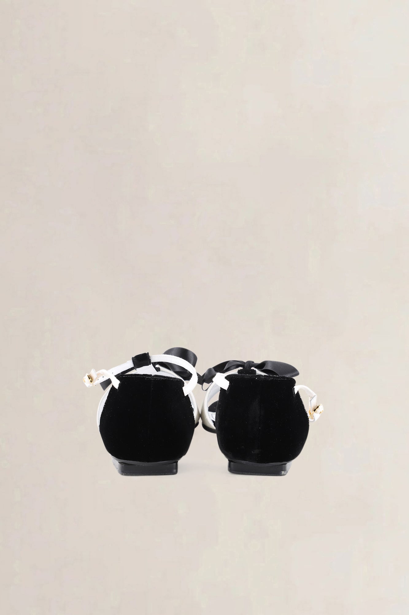 Chanel Black/White Satin Bow Shoes