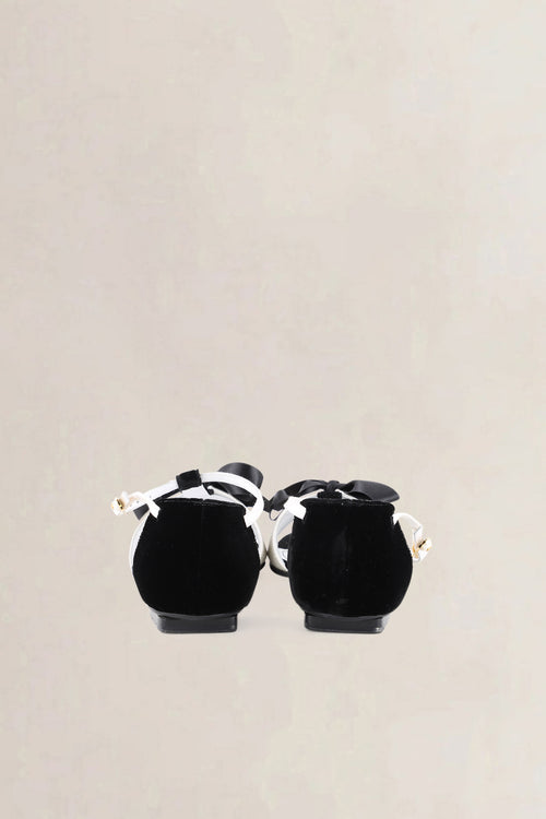 Chanel Black/White Satin Bow Shoes