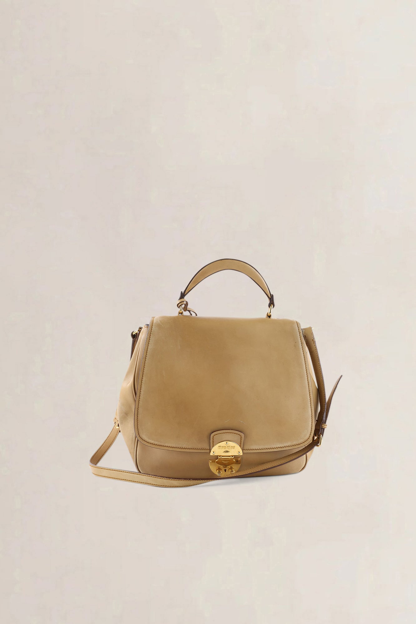Miu Miu Beige Leather Crossbody Bag