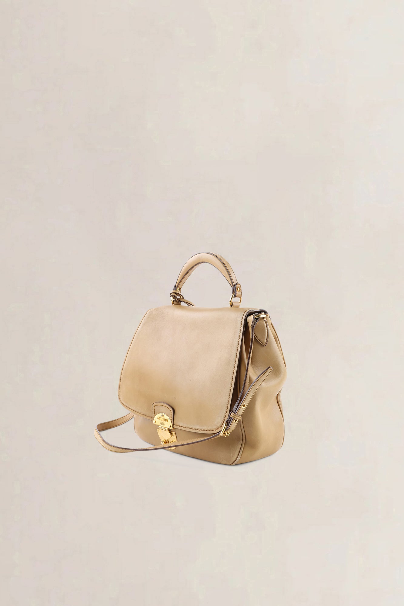 Miu Miu Beige Leather Crossbody Bag