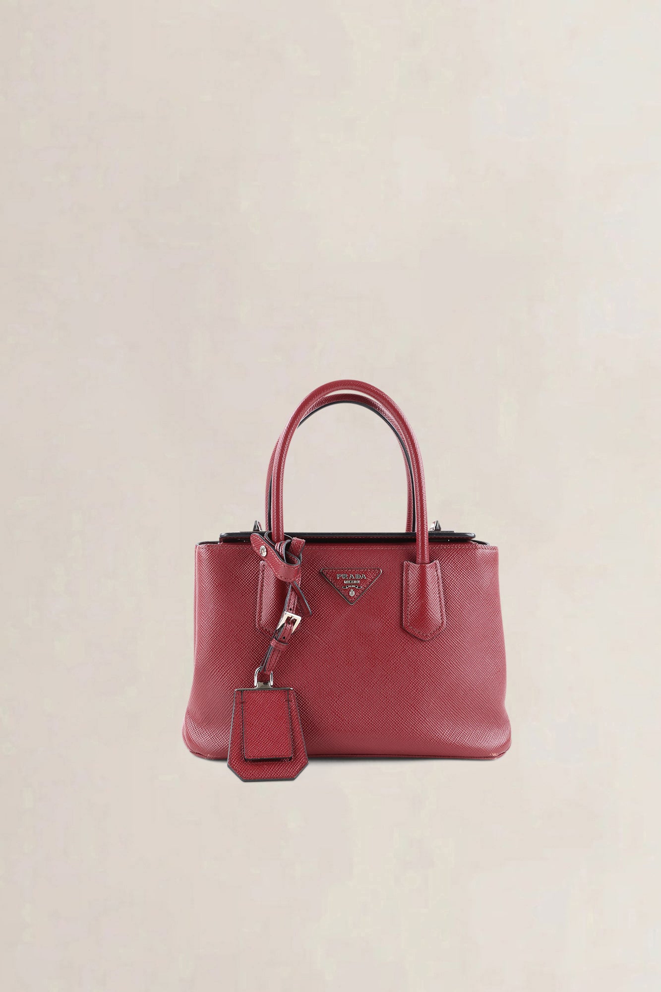 Prada Framboise Saffiano Leather Top Handle Bag
