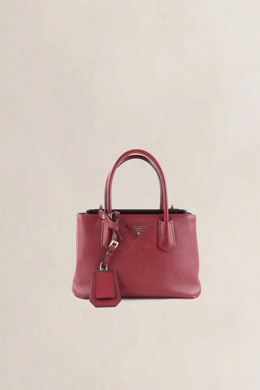Prada Framboise Saffiano Leather Top Handle Bag