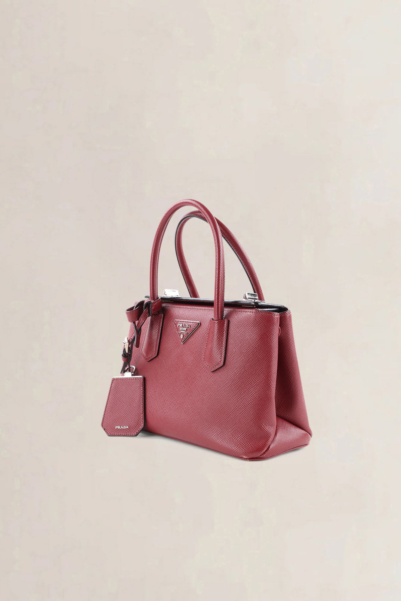 Prada Framboise Saffiano Leather Top Handle Bag
